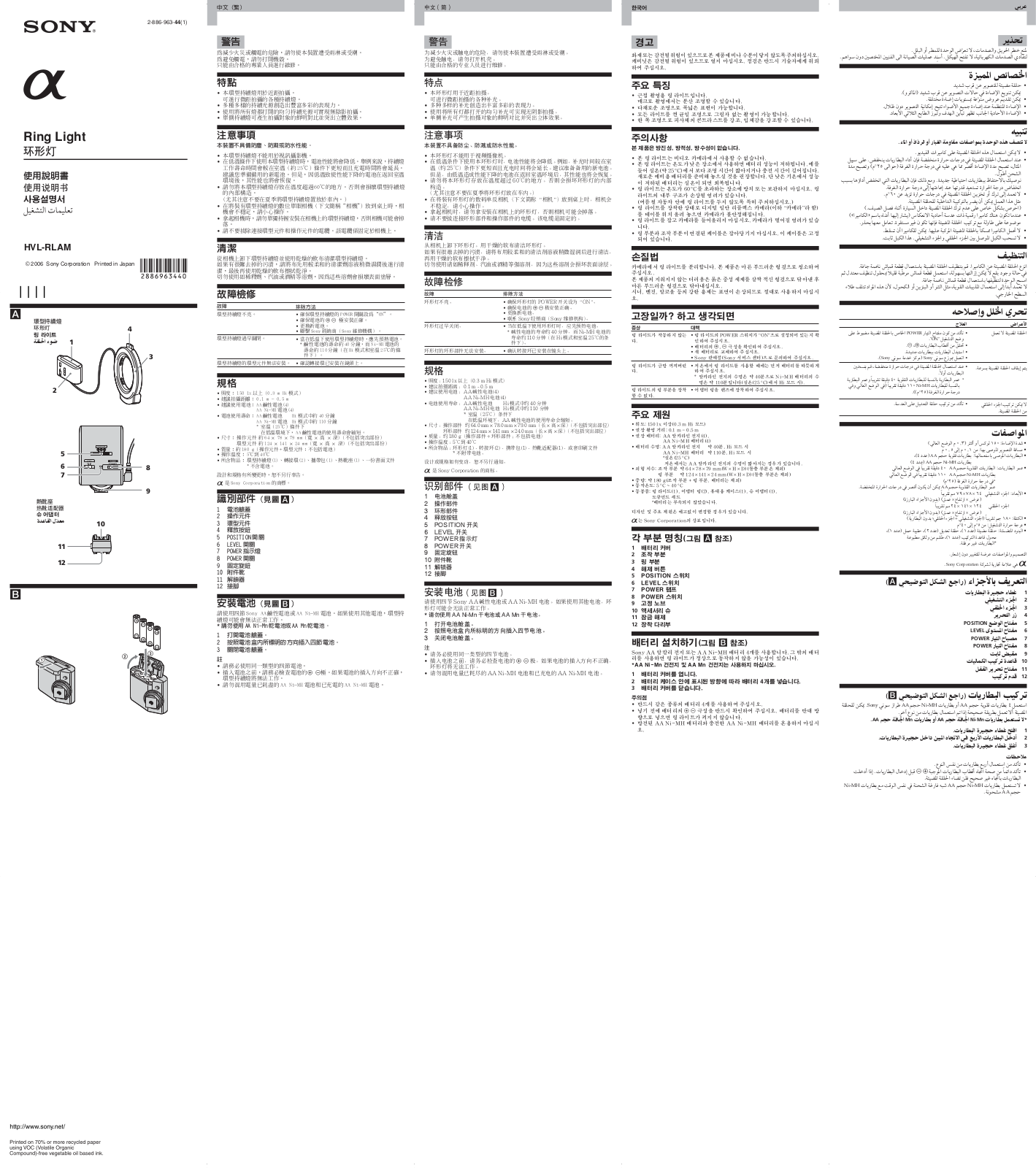 Sony HVL-RLAM User Manual