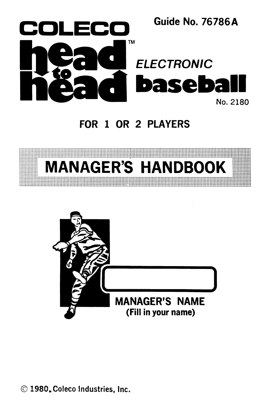 Coleco BaseballManager User Guide