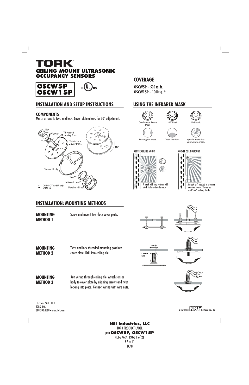 NSi Industries OSCW15P User Manual