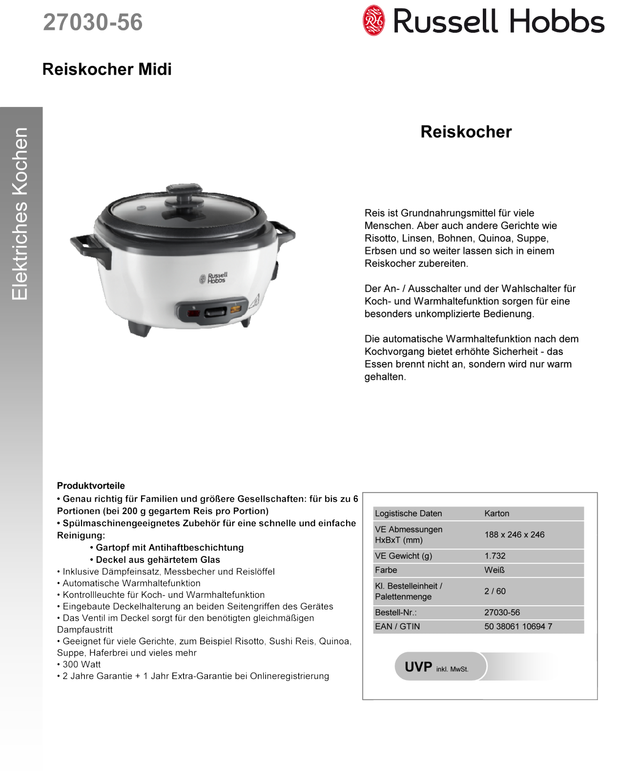 RUSSELL HOBBS 27030-56 Technical data