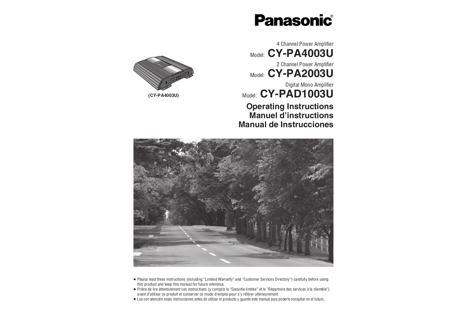 Panasonic CY-PAD1003U, CY-PA2003U, CY-PA4003U User Manual