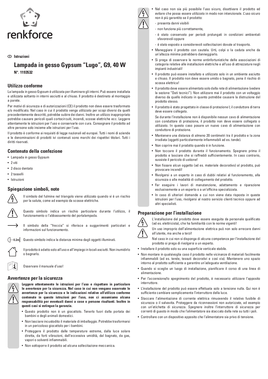 Renkforce MW-8511 User guide