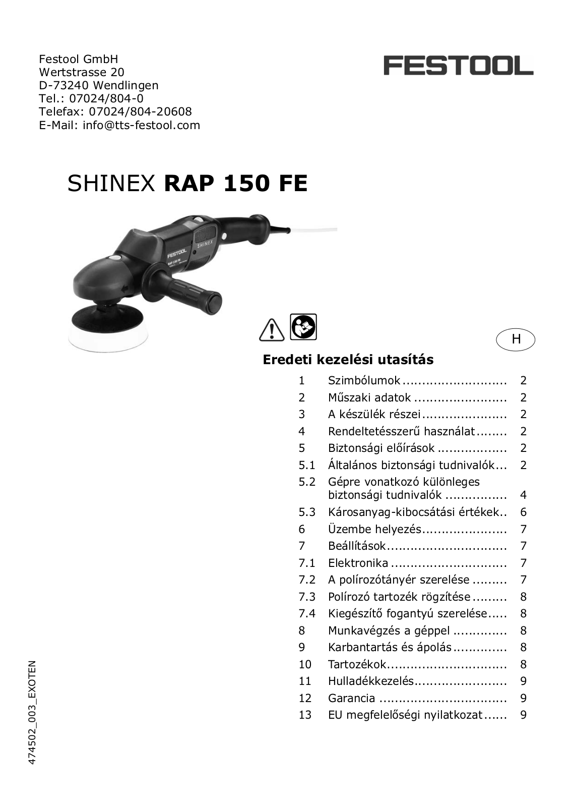 Festool SHINEX RAP 150 FE User Manual