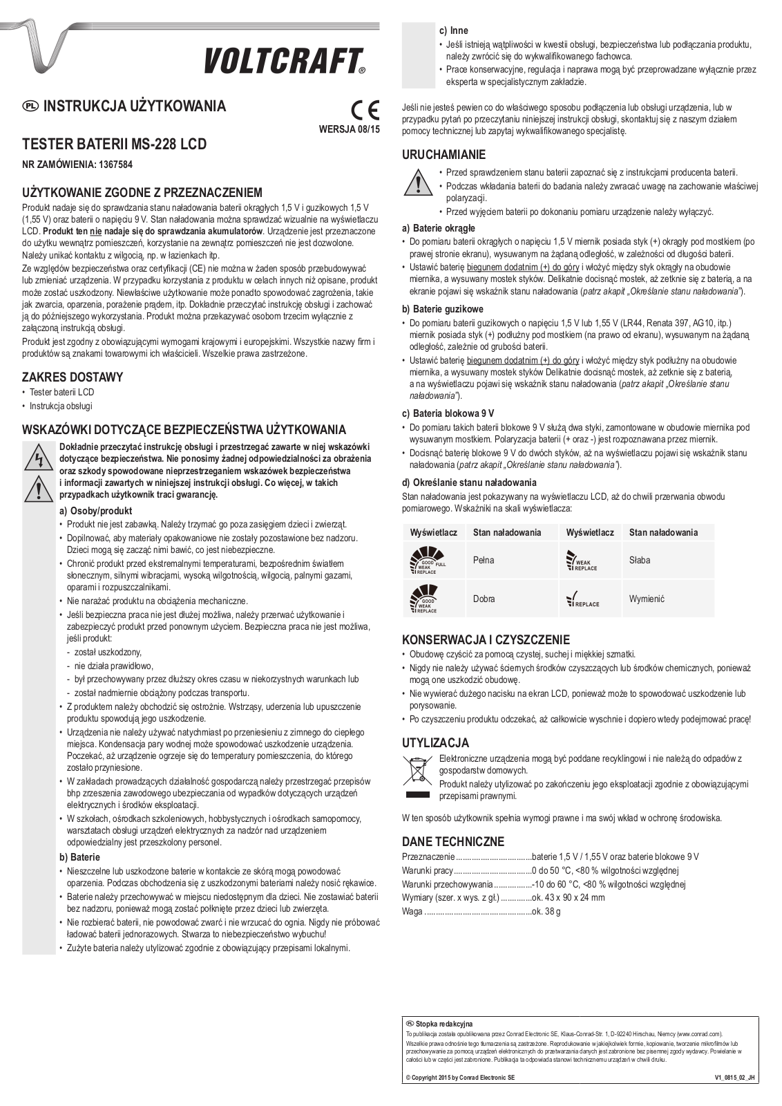 VOLTCRAFT MS228 User guide