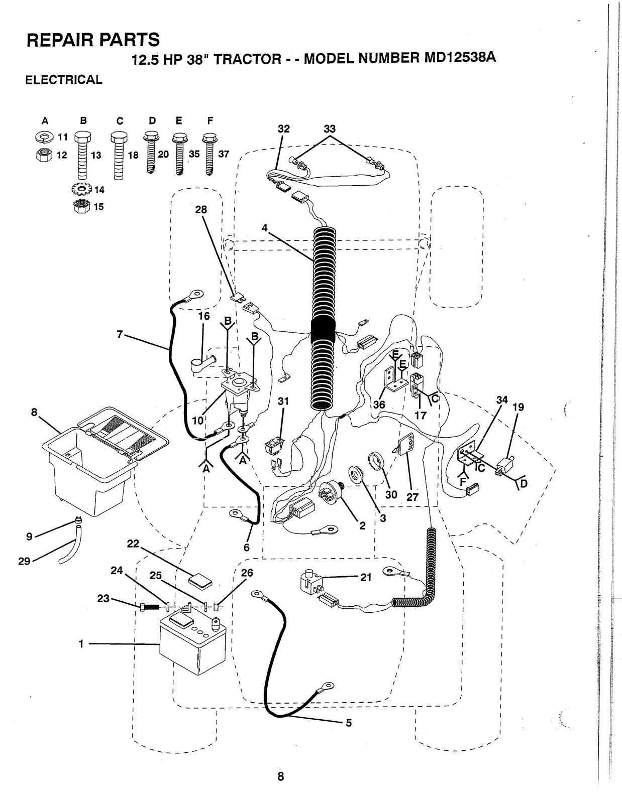 AYP MD12538A Parts List