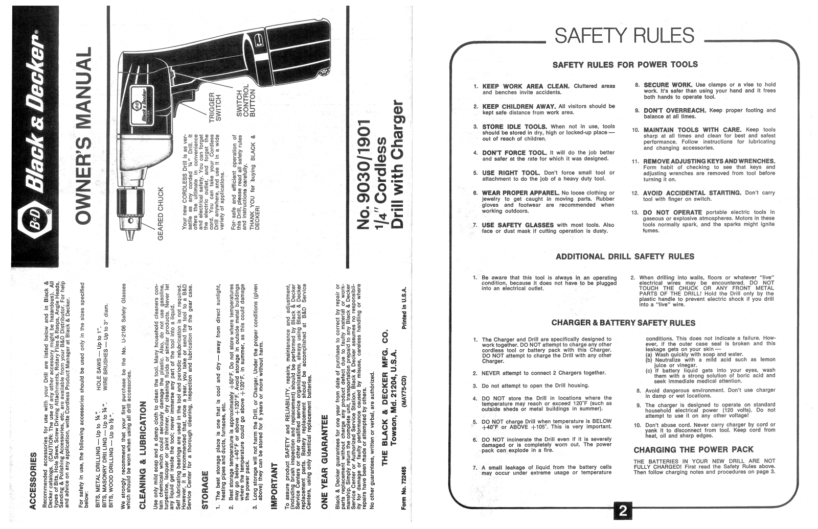 Black & Decker 9030, 1901 User Manual