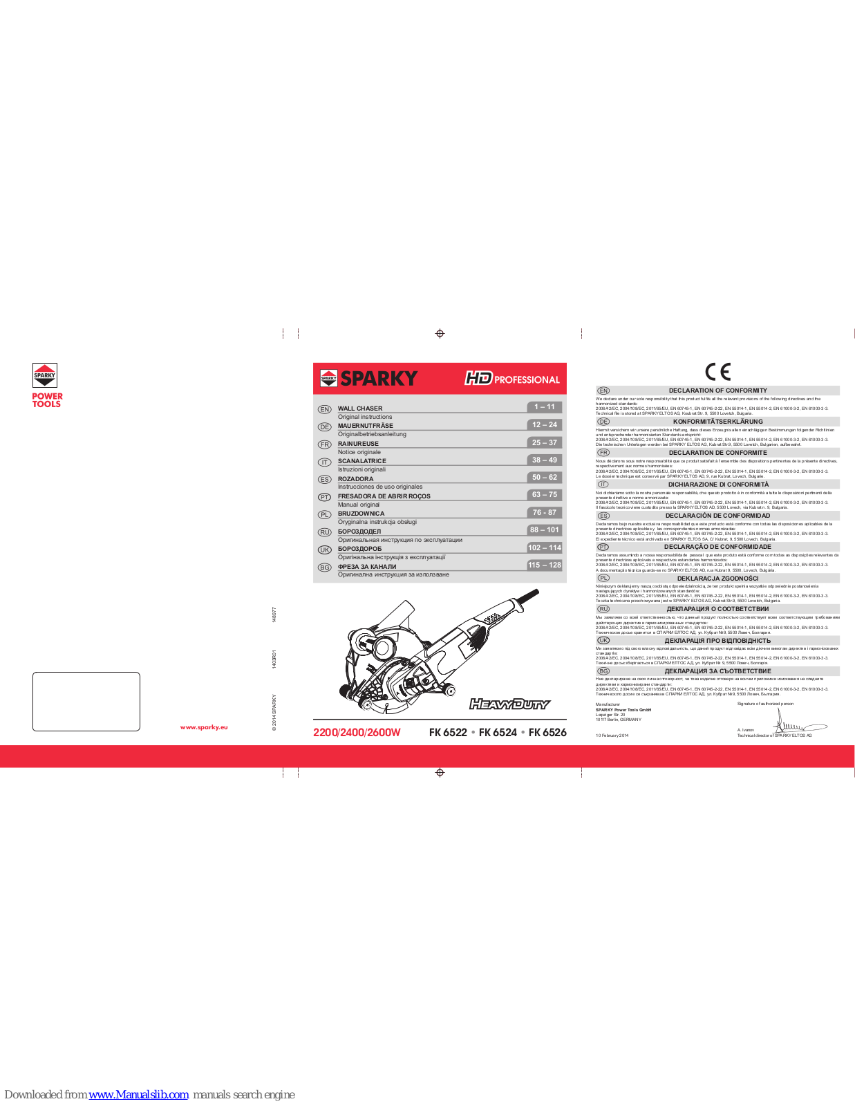 Sparky Group FK 6524, FK 6522, FK 6526 Original Instructions Manual