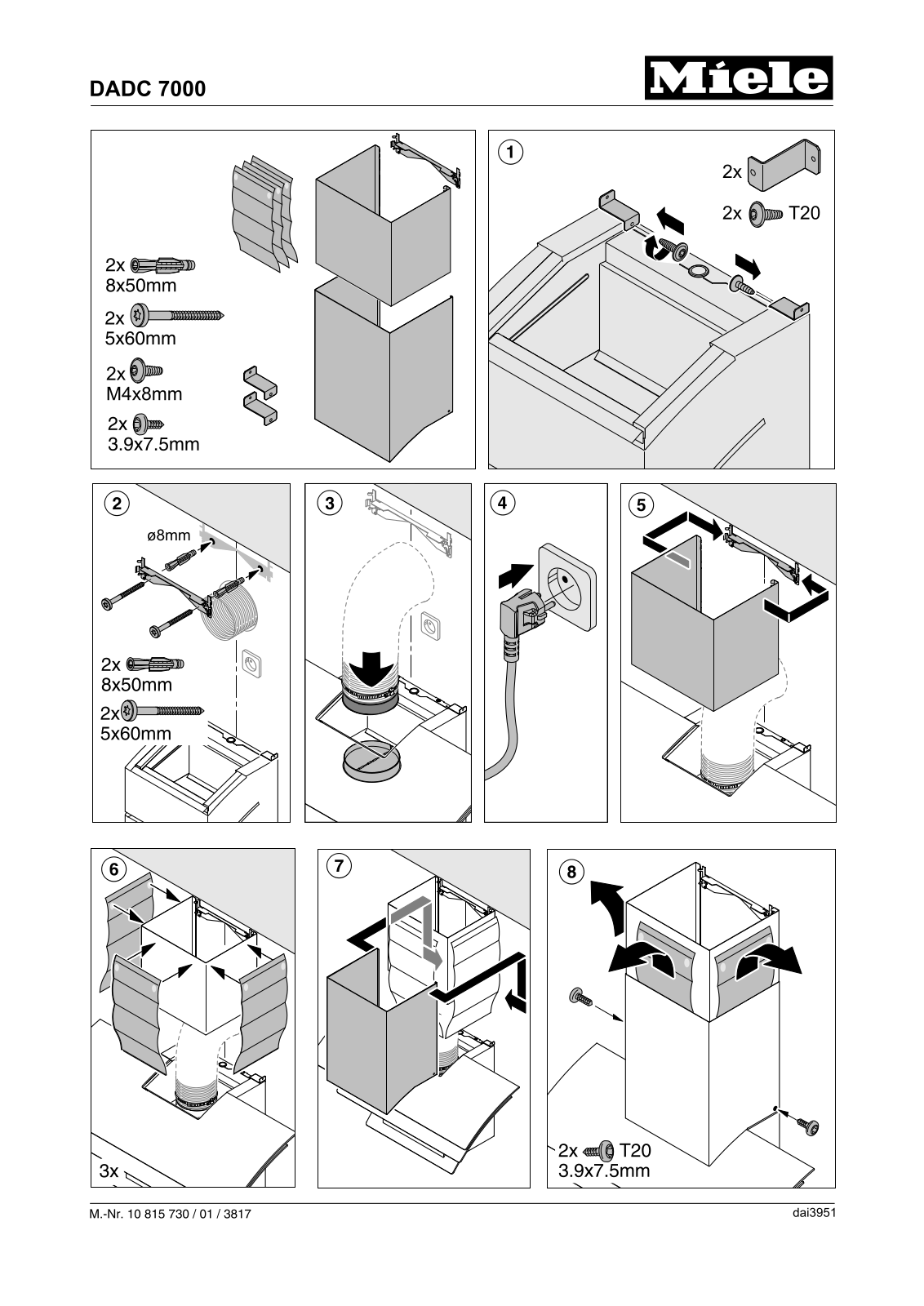 Miele DADC 7000 Abluft assembly Instructions