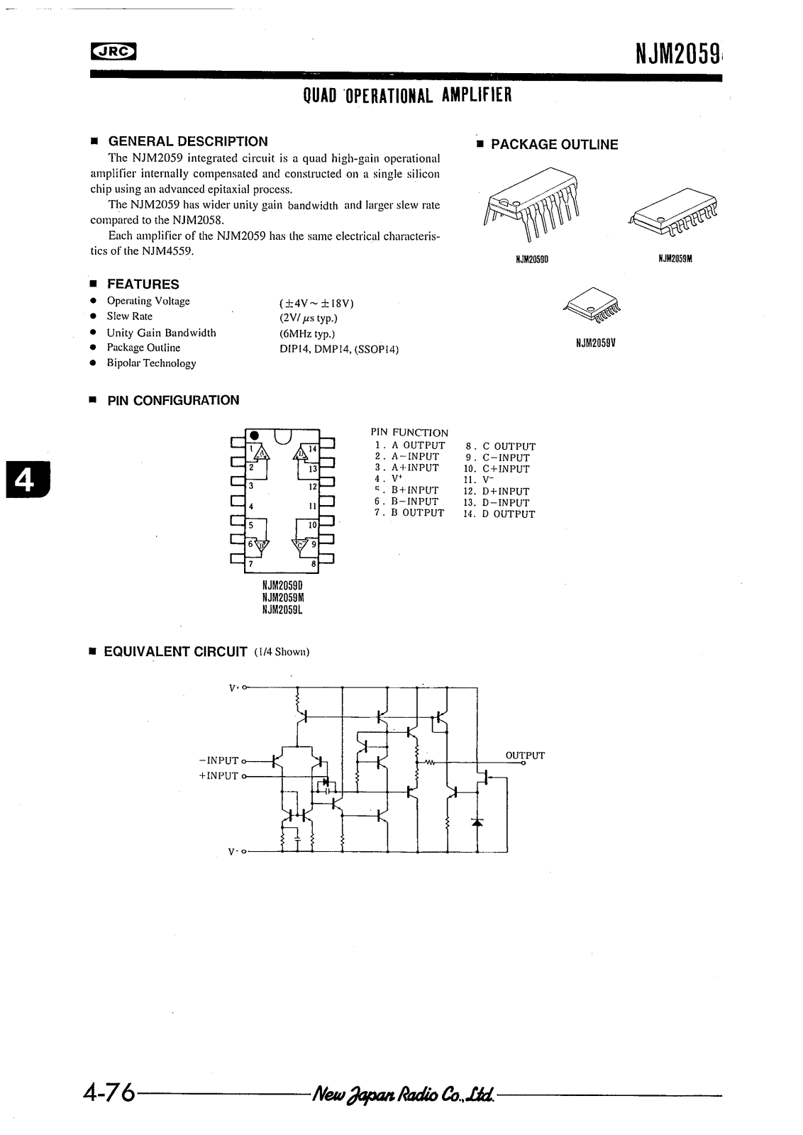 JRC NJM2059D, NJM2059M, NJM2059L Datasheet