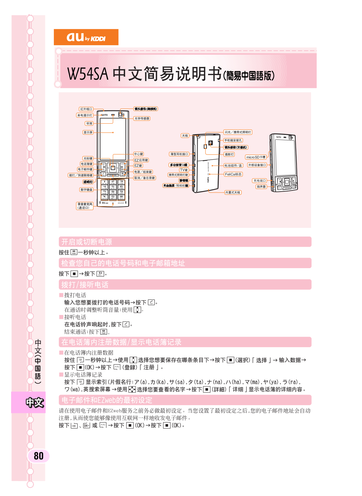 au by kddi W54SA User Manual