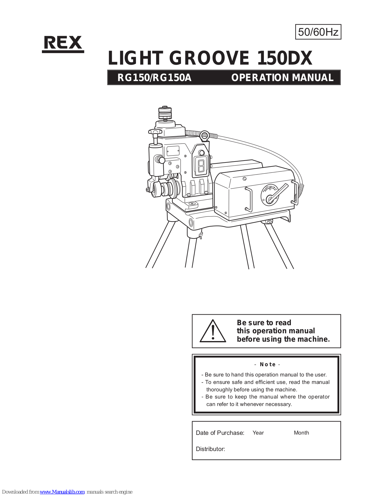 REX RG150, RG150A Operation Manual