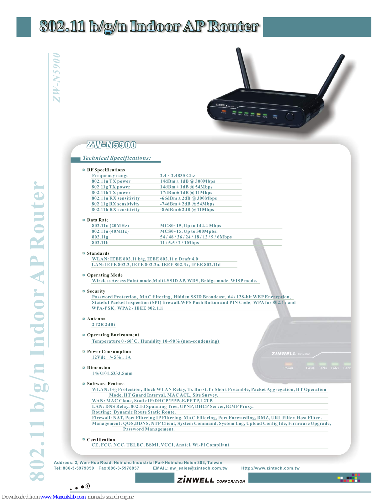 Zinwell ZW-N5900 Specifications