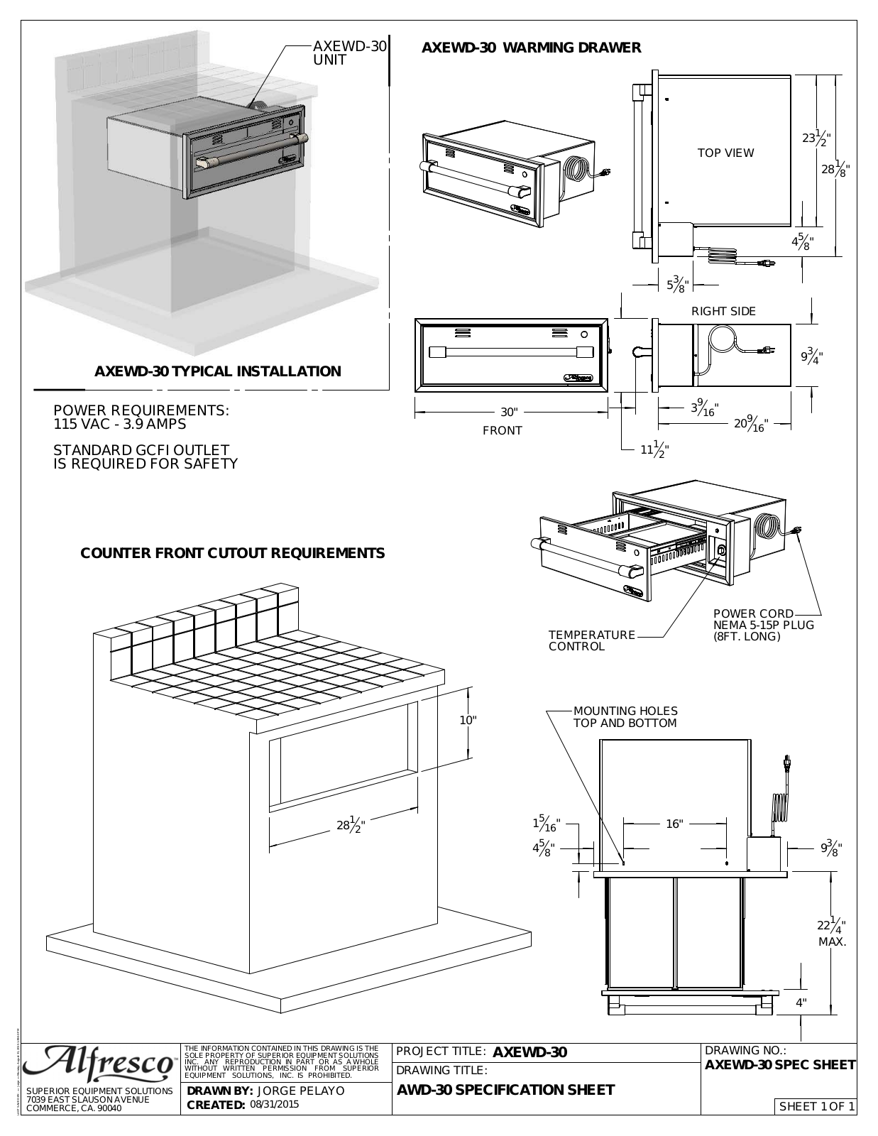 Alfresco AXEWD30 Specifications - ManualMachine.com