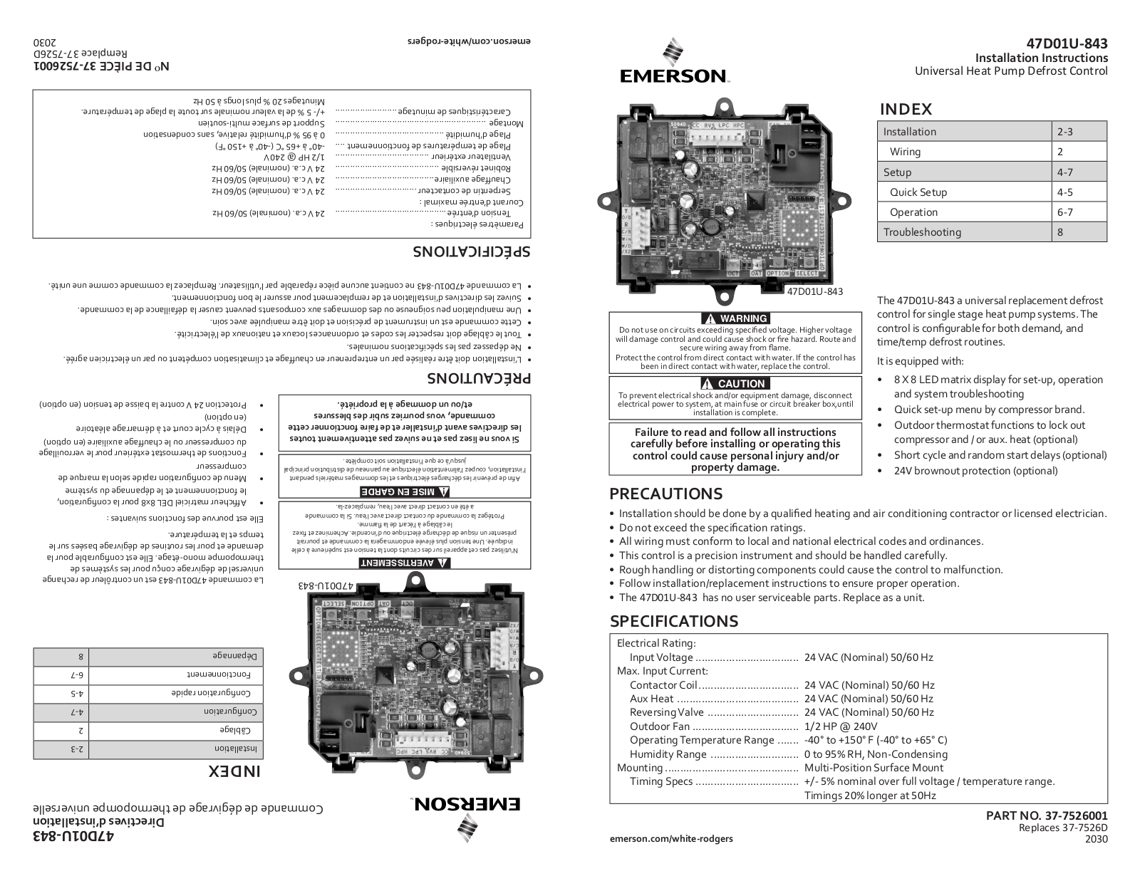 Emerson 47D01U-843 Installation Instructions