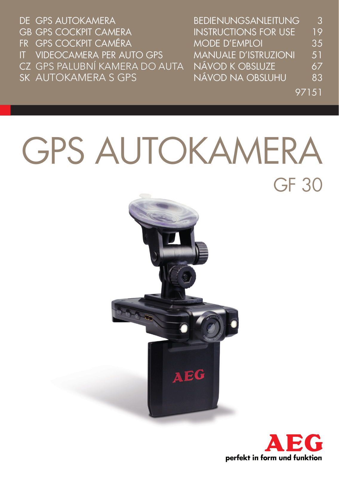 AEG GPS Cockpit-Camera GF 30 User Manual