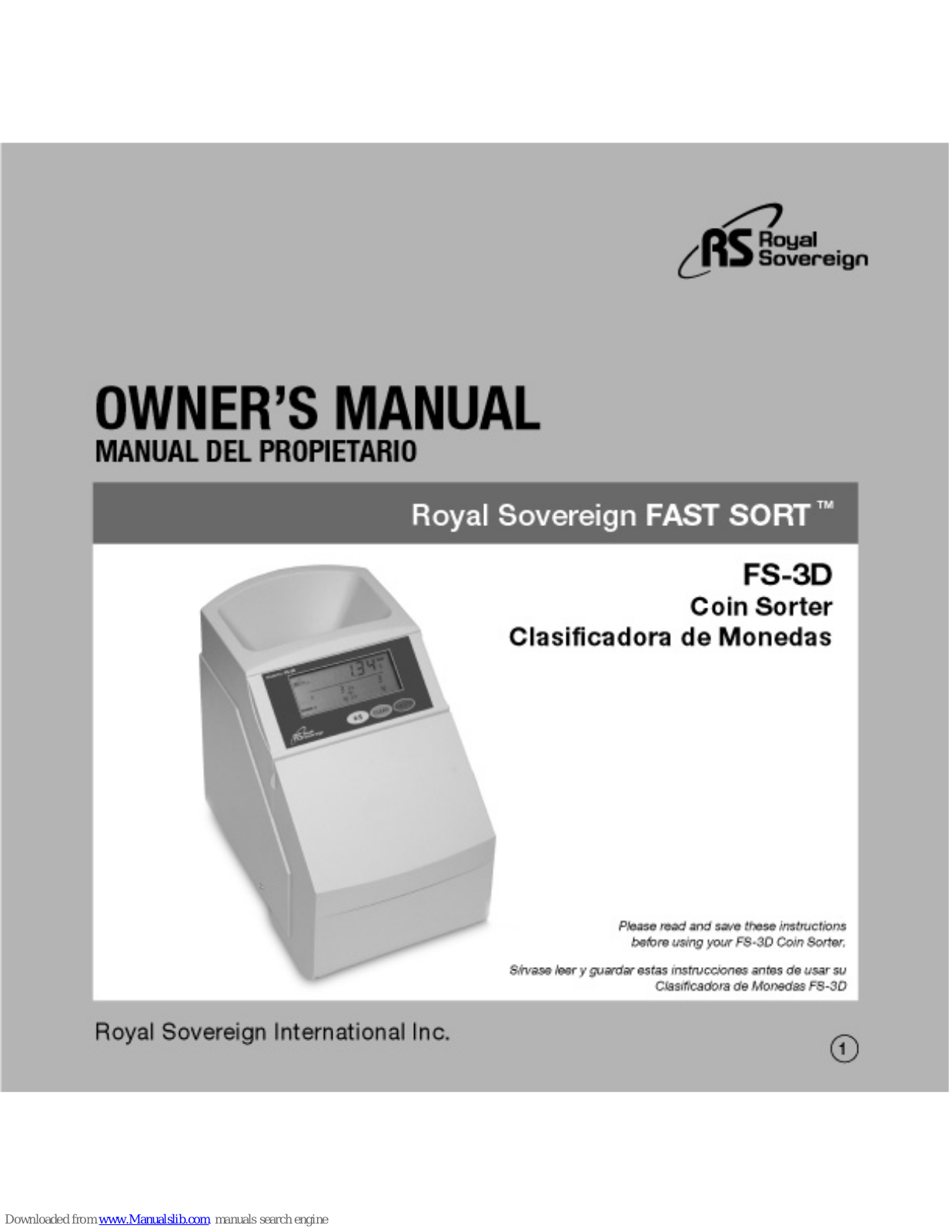 Royal Sovereign Fast Sort FS-3D Owner's Manual