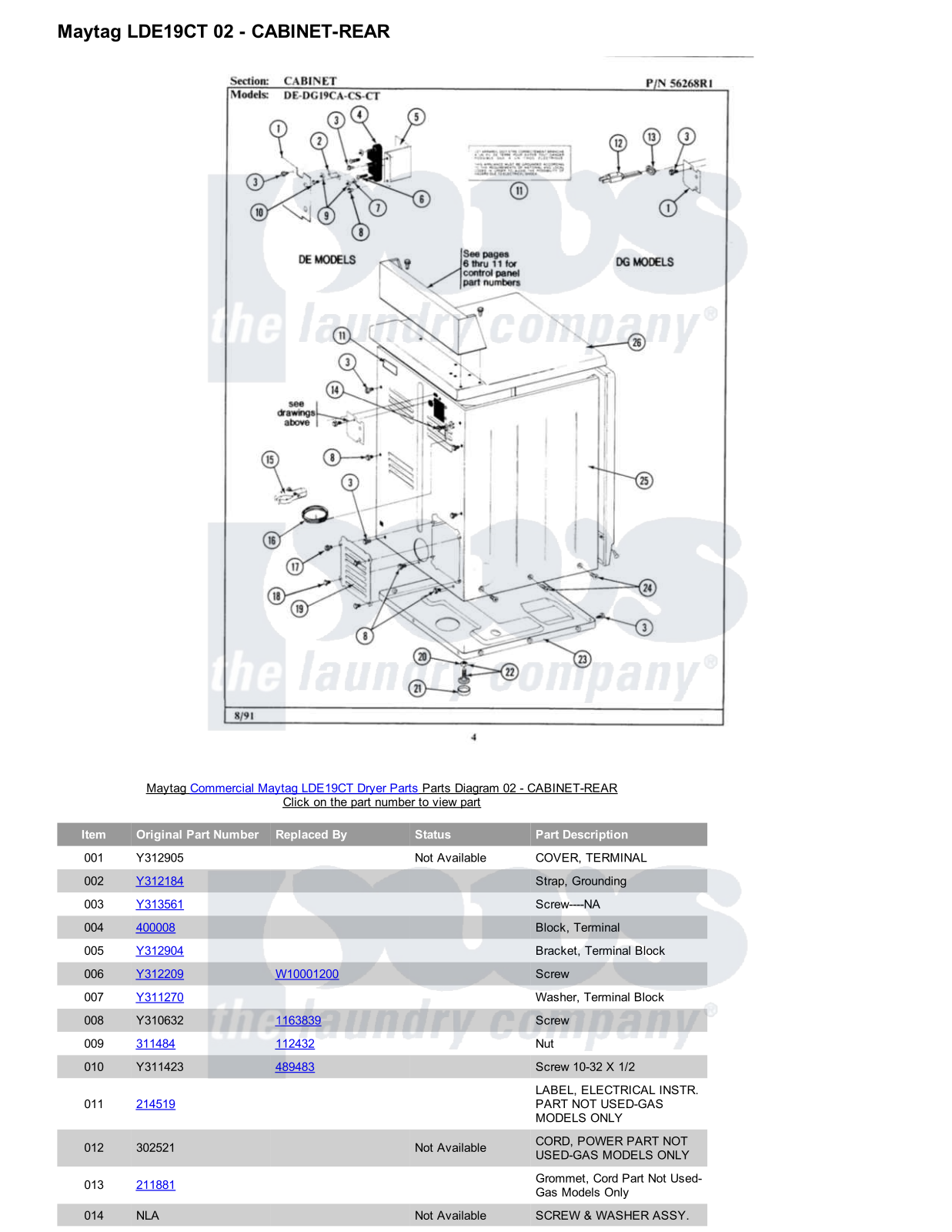 Maytag LDE19CT Parts Diagram