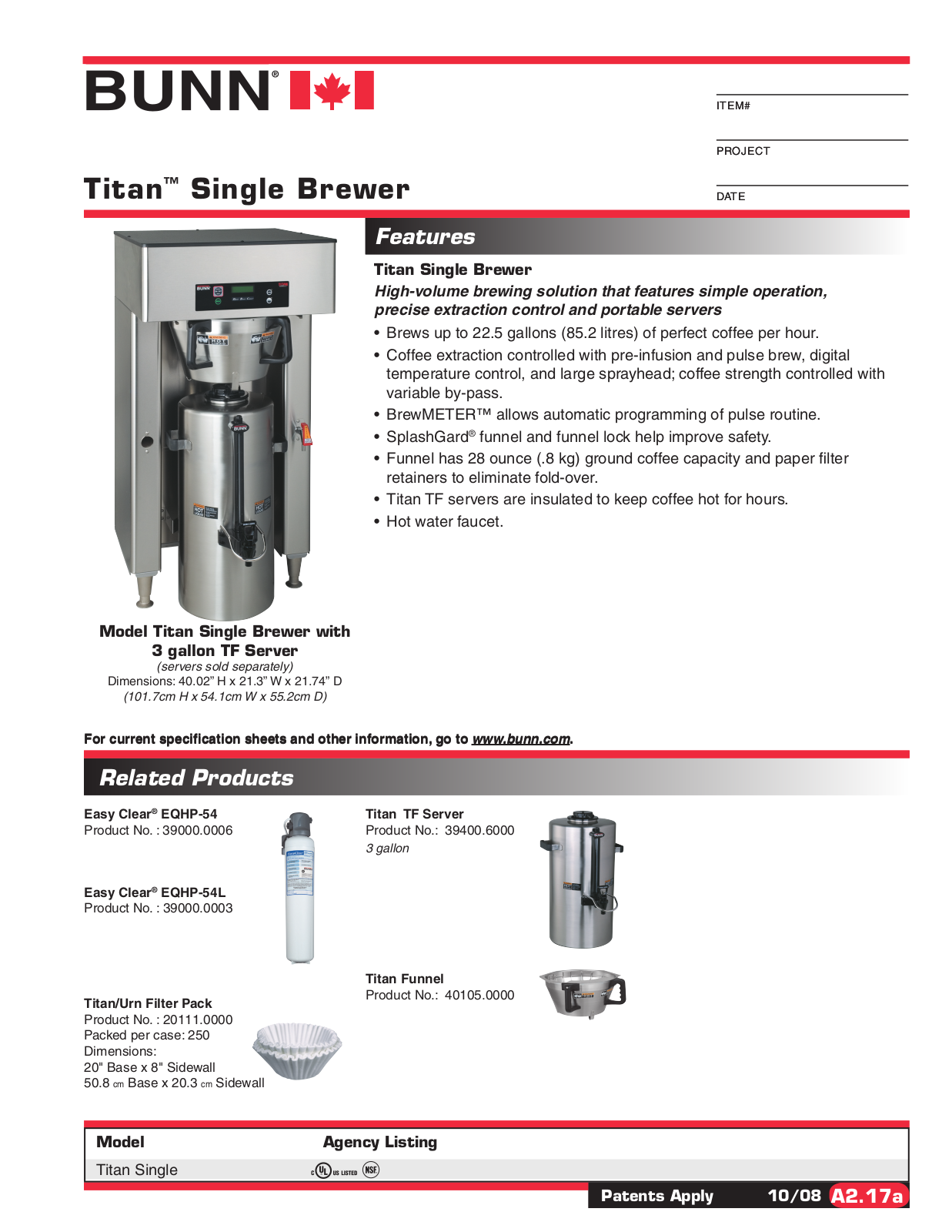 Bunn-O-Matic Titan Single General Manual