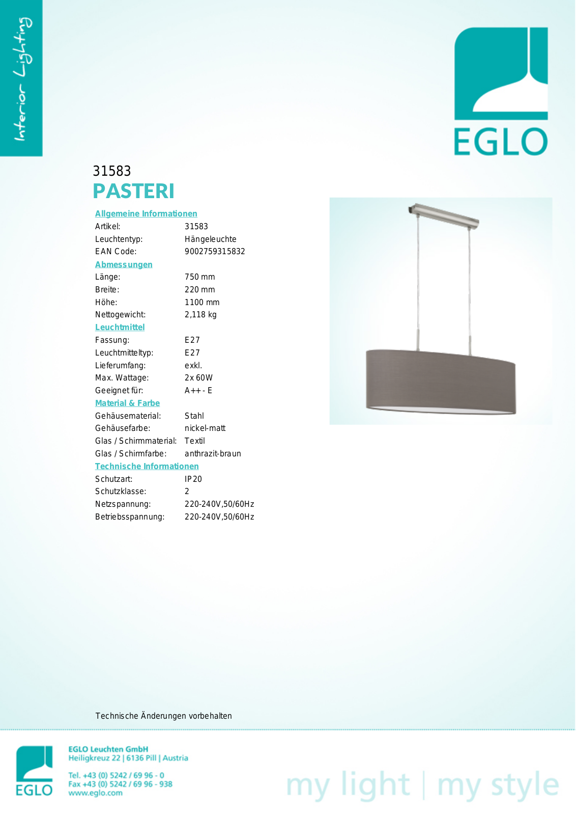 Eglo 31583 Service Manual