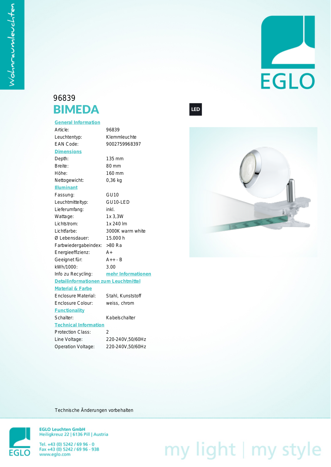 Eglo 96839 Service Manual