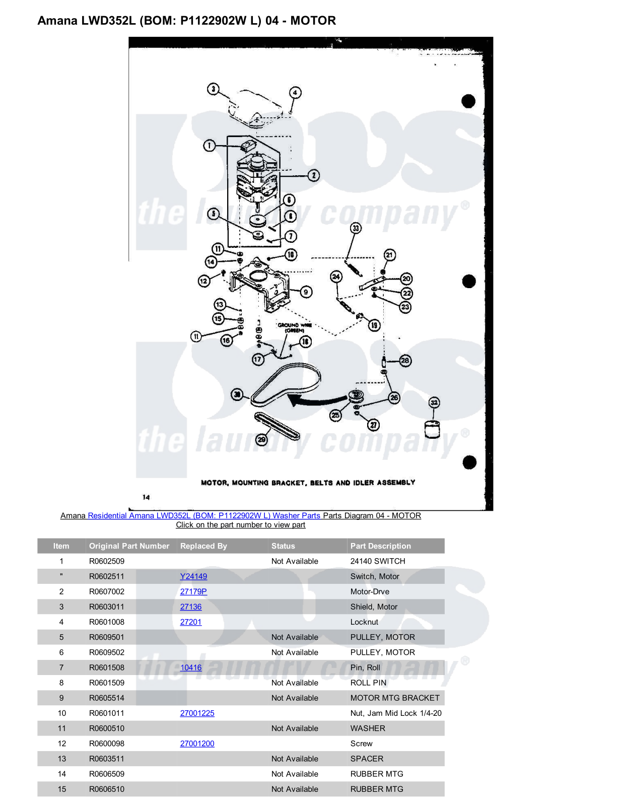 Amana LWD352L Parts Diagram