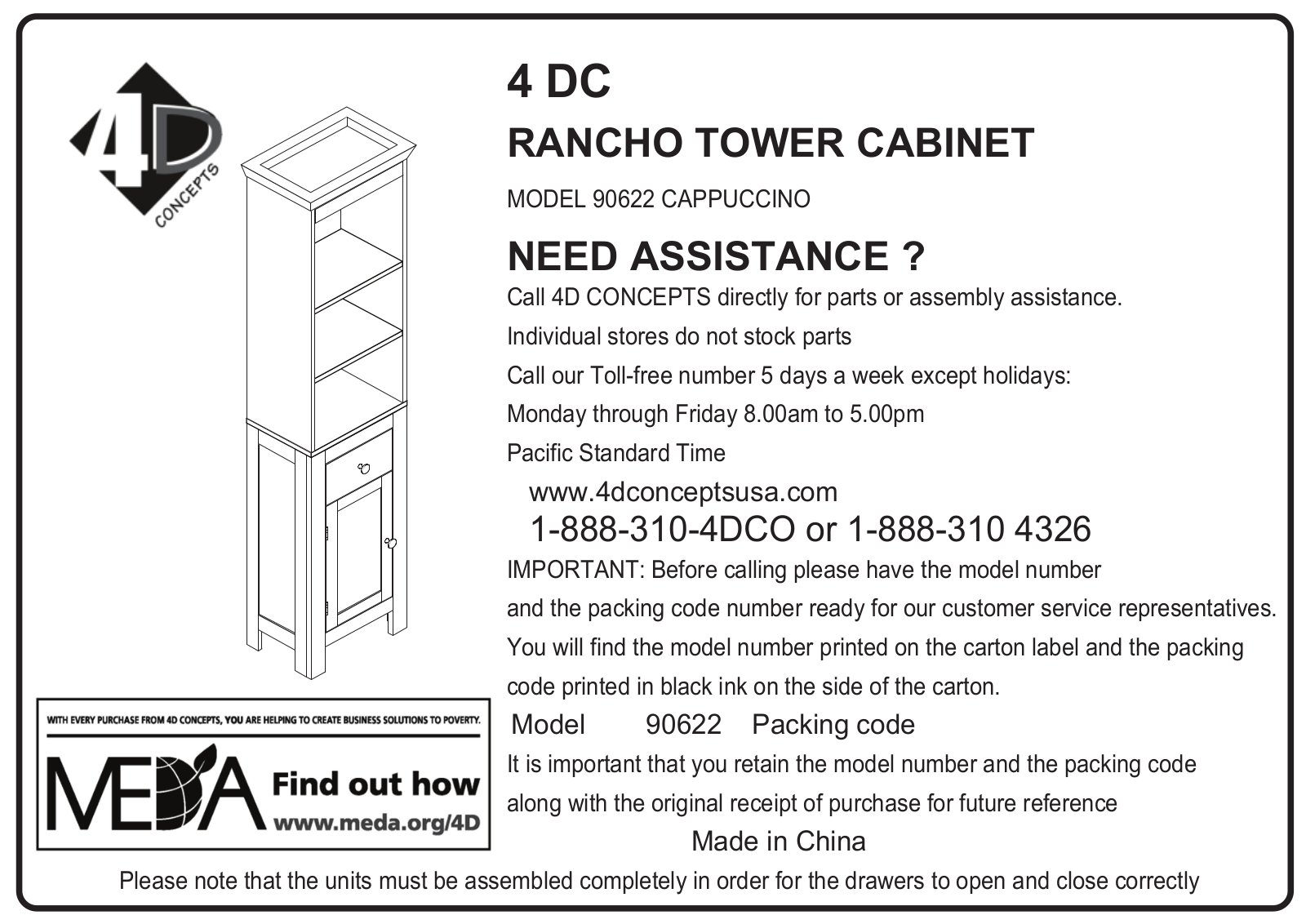 4D Concepts 90722 Assembly Guide