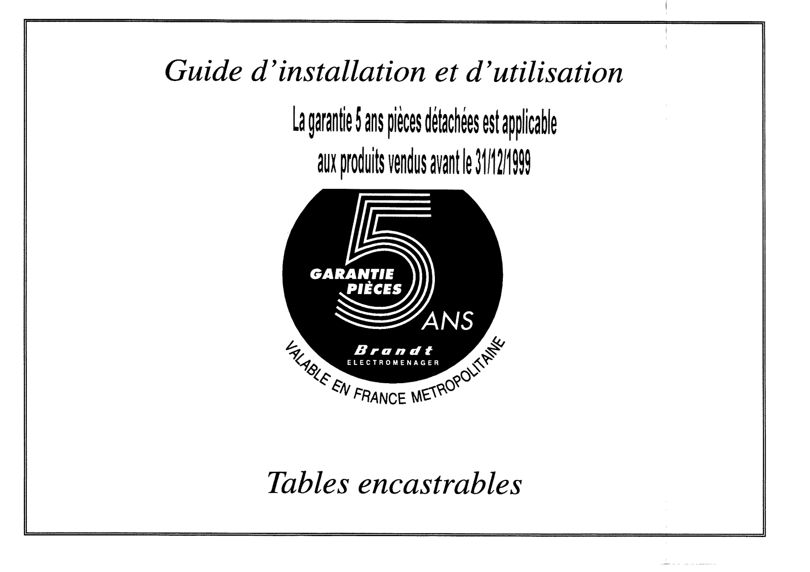 BRANDT T64B, T64GC, T64GHN, T64GX User Manual