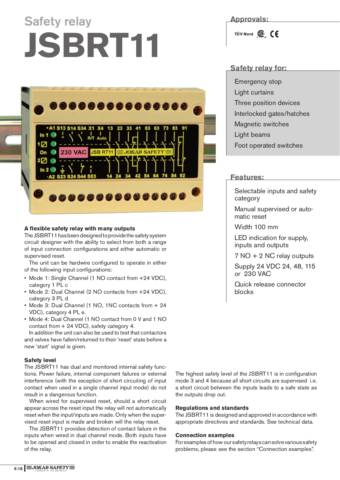 Jokab Safety JSBRT11 Catalog Page