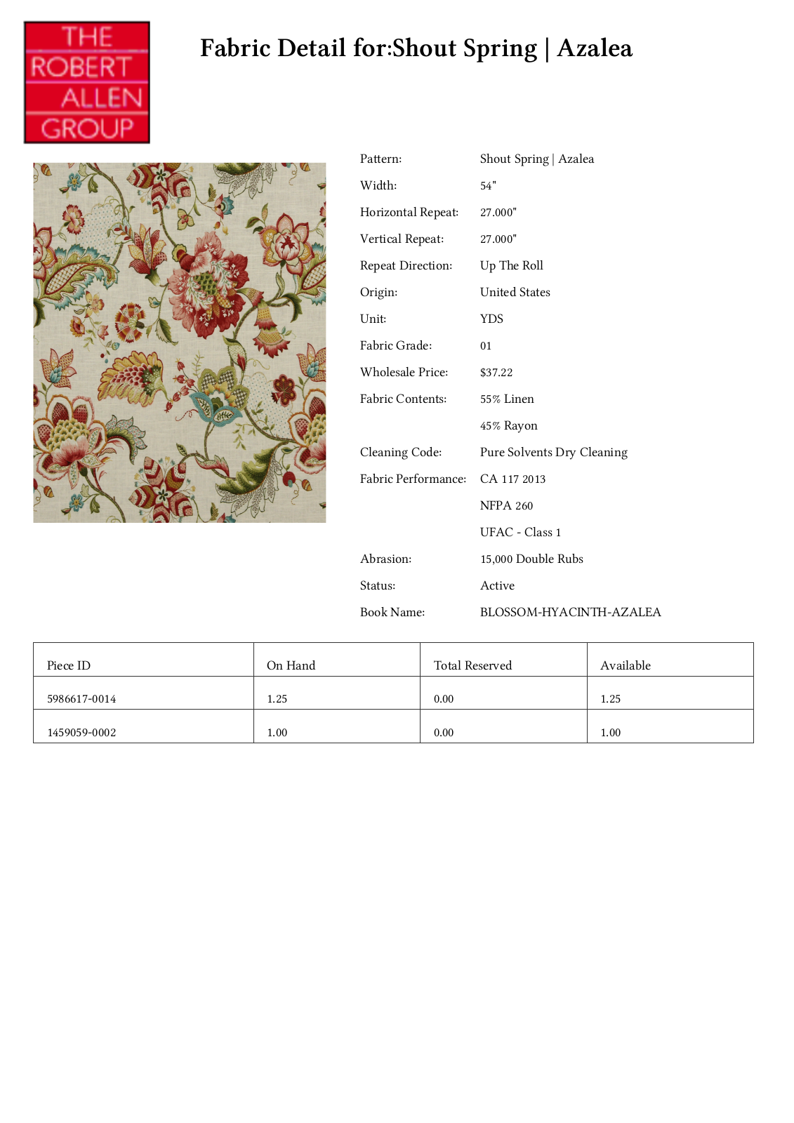 Robert Allen RALF1762 Specifications - ManualMachine.com