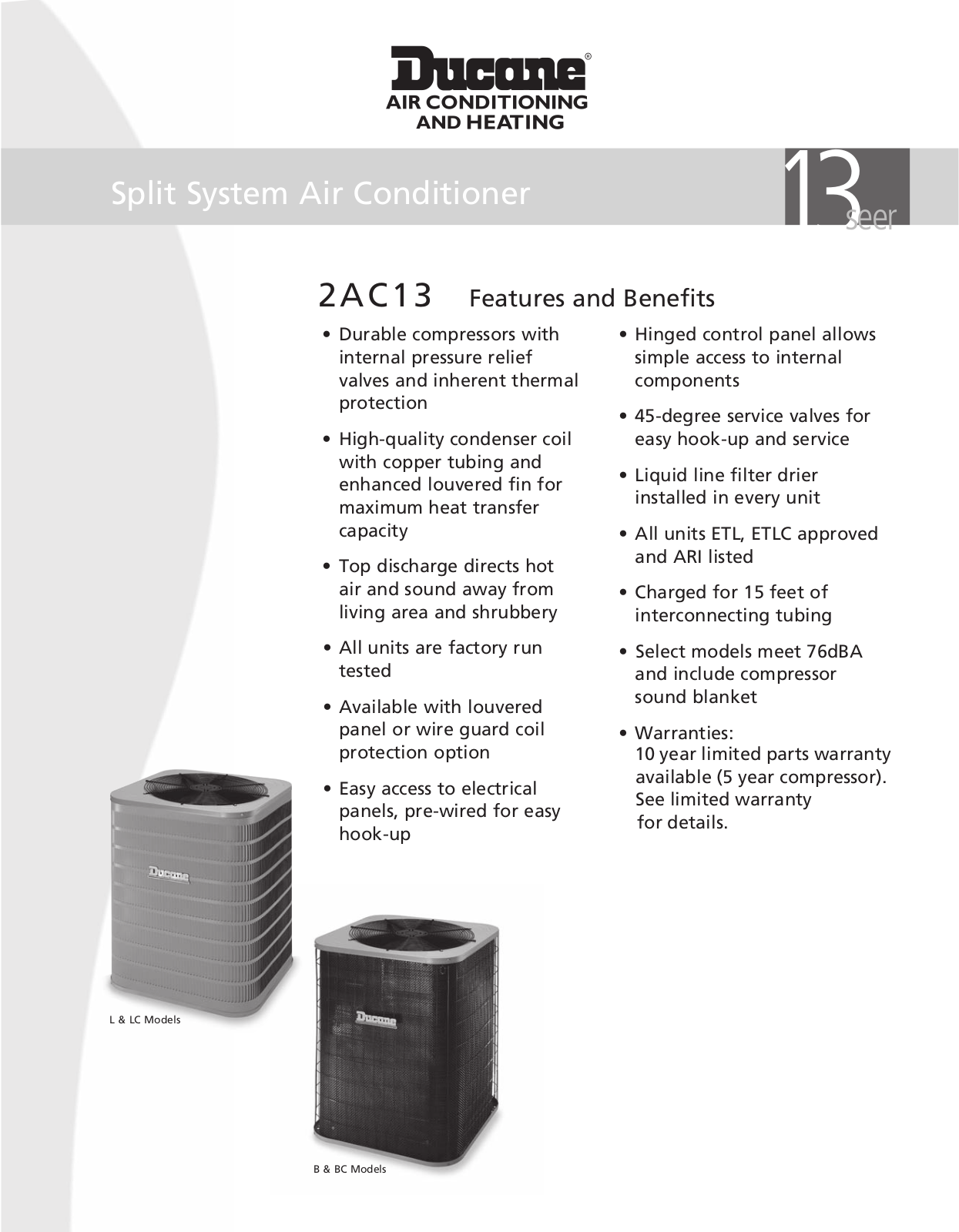 Ducane (HVAC) 2AC13 User Manual