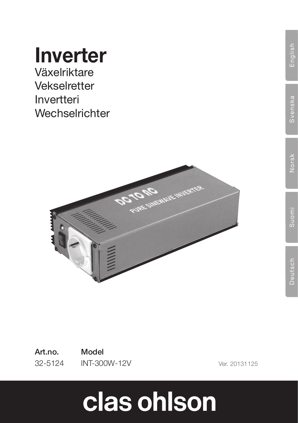 Clas Ohlson INT-300W-12V Instruction Manual