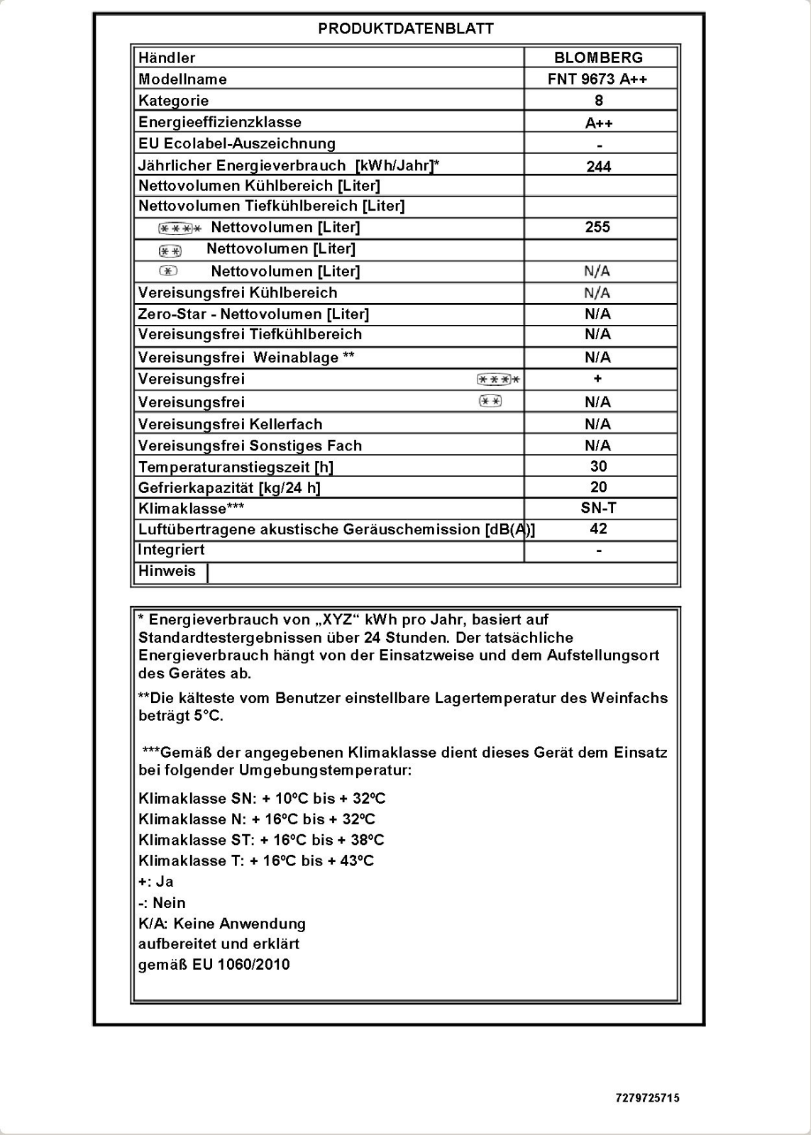 Blomberg FNT 9673 A++ User Manual