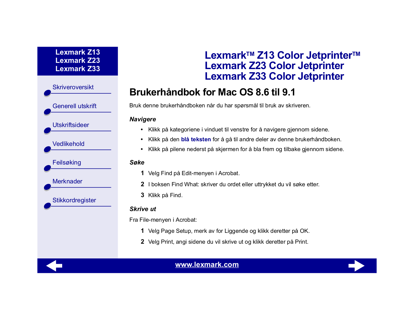 Lexmark Z23, Z33, Z13 User Manual