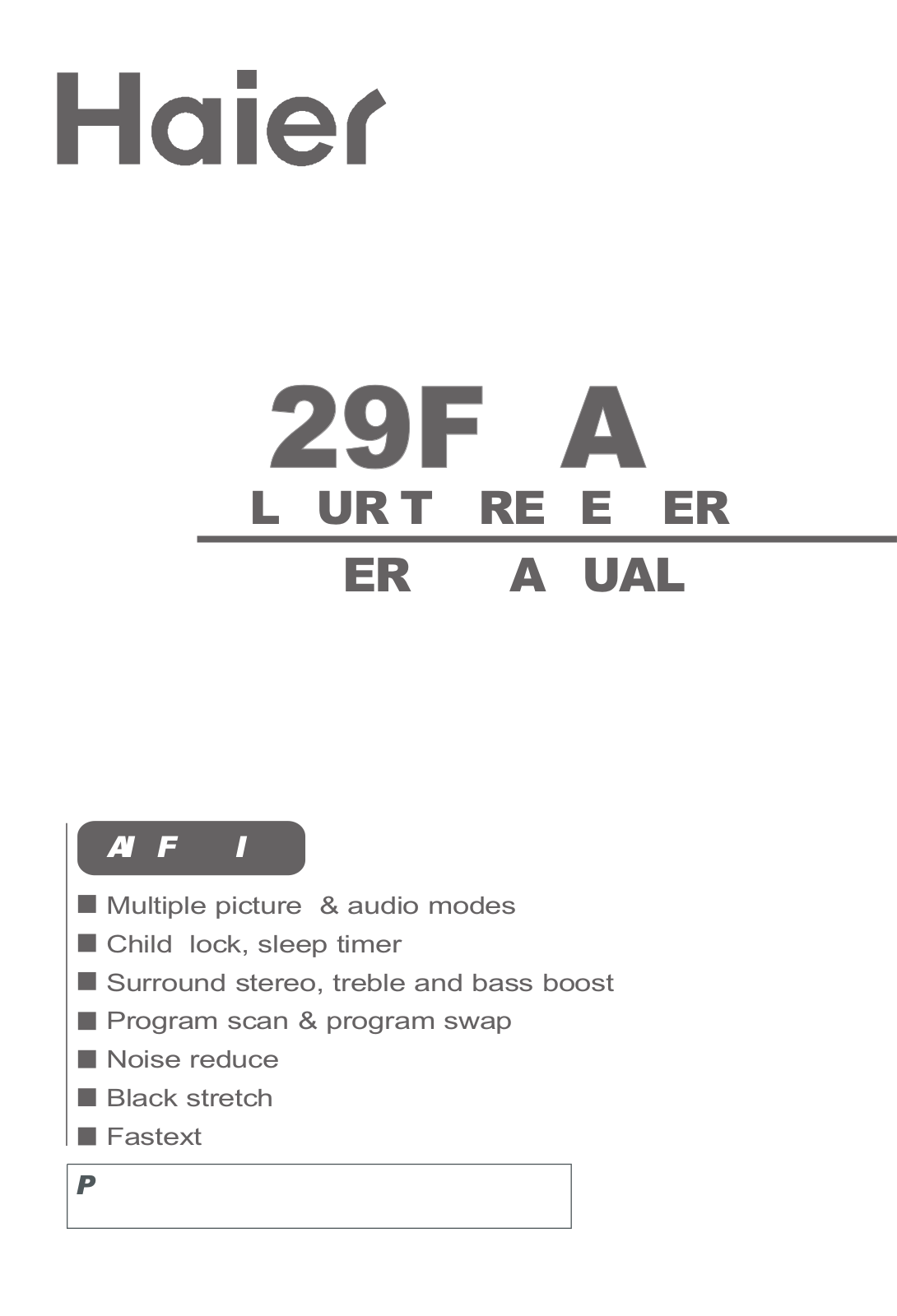 Haier 29F3A-P User Manual