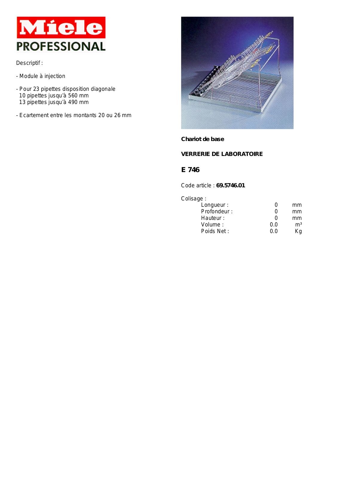 MIELE E 746 DESCRIPTIF User Manual