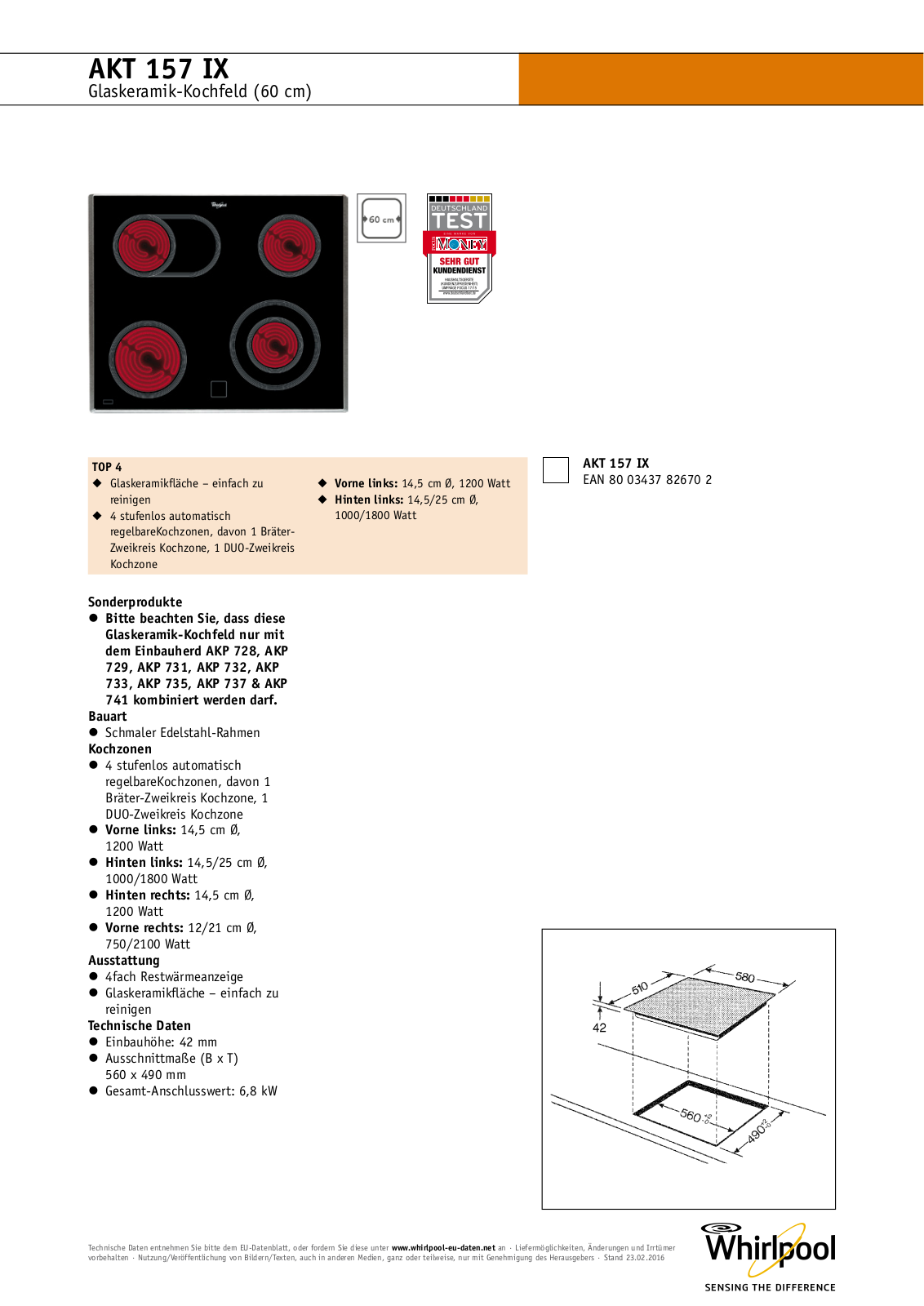 Whirlpool AKT 157 IX INSTRUCTION FOR USE