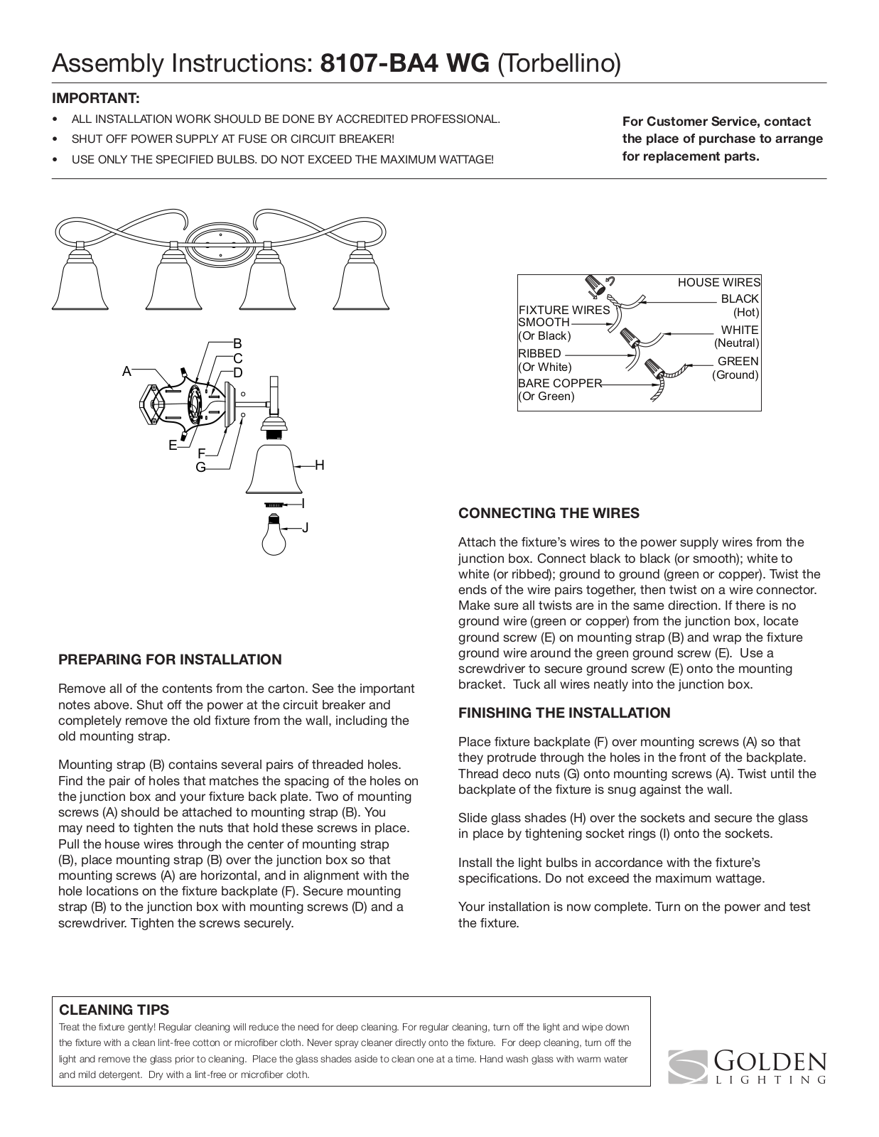 Golden Lighting 8107-BA4 WG User Manual