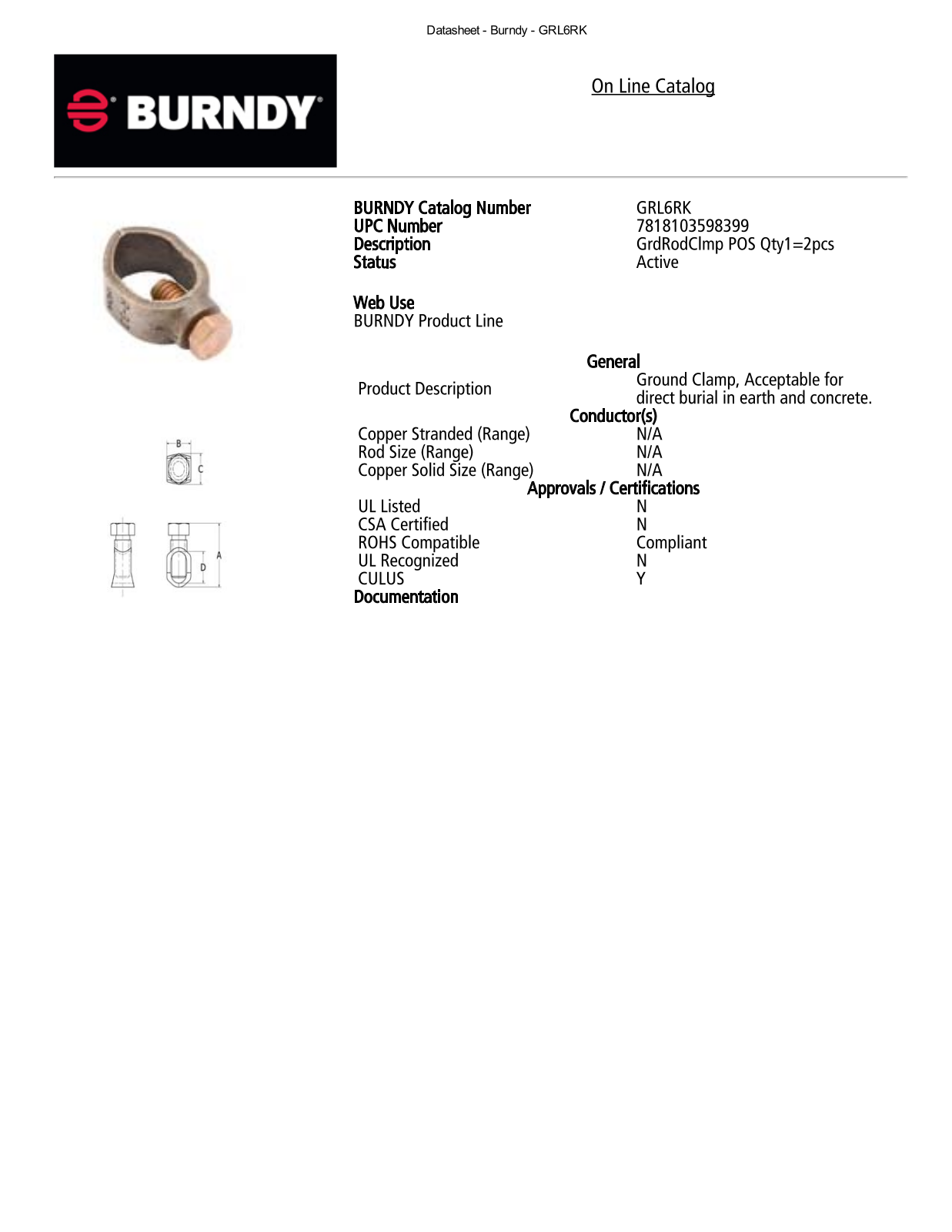 Burndy GRL6RK Data Sheet