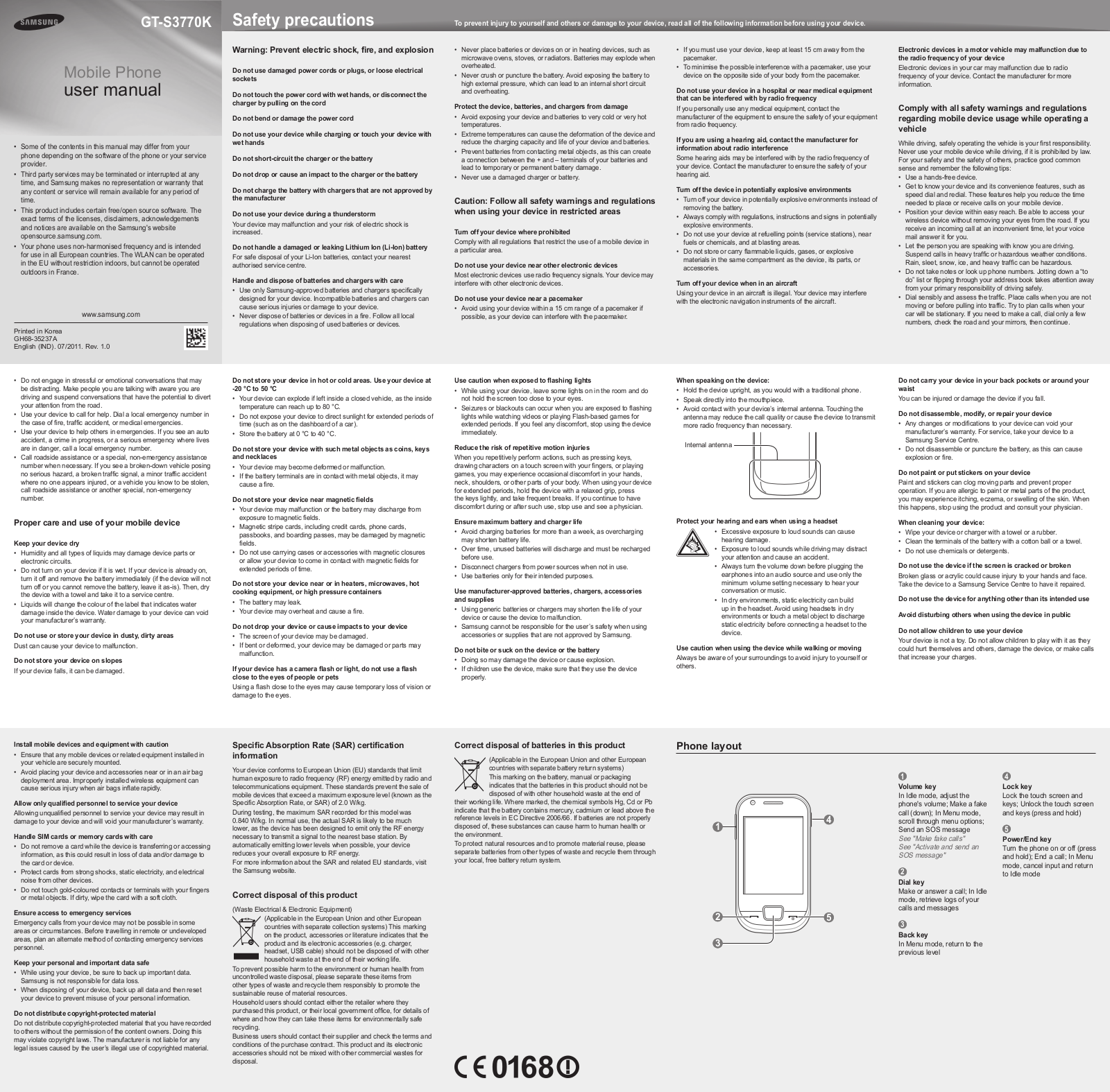 Samsung SGH-S3770 User Guide