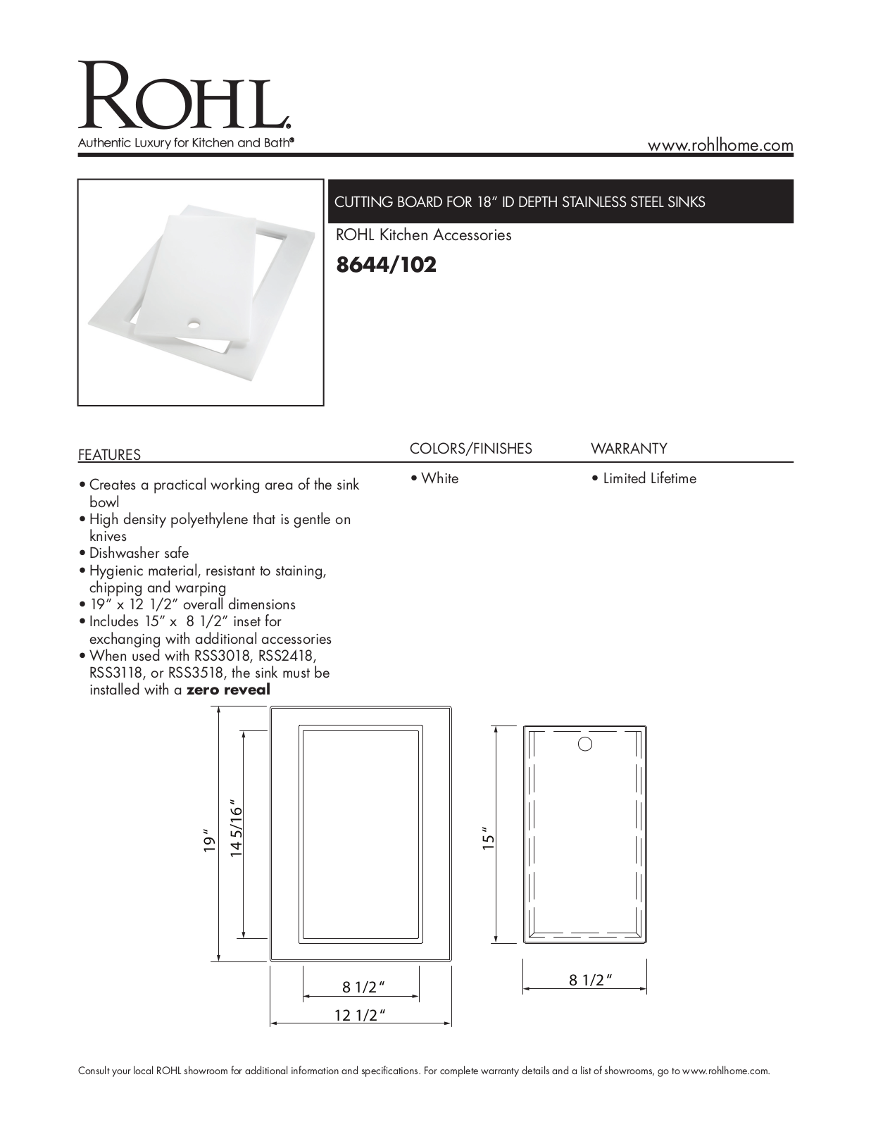Rohl 8644102 Specifications - ManualMachine.com