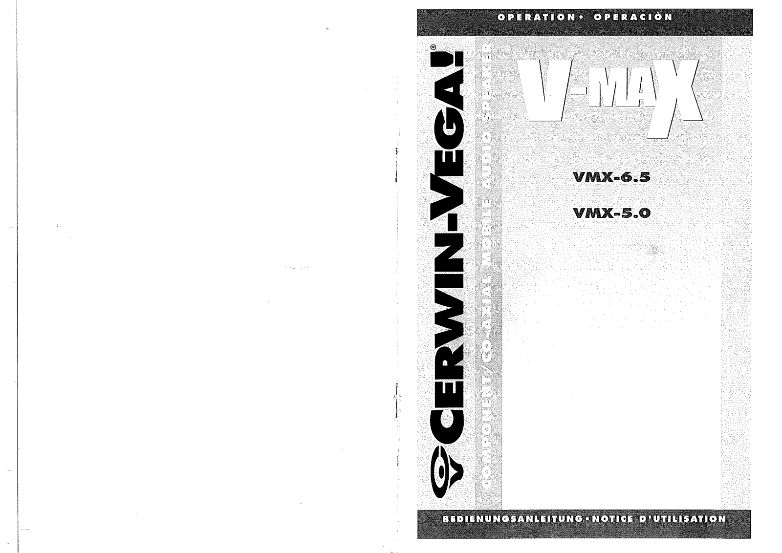 Cerwin Vega VMX-6.5, VMX-5.0 Owners Manual