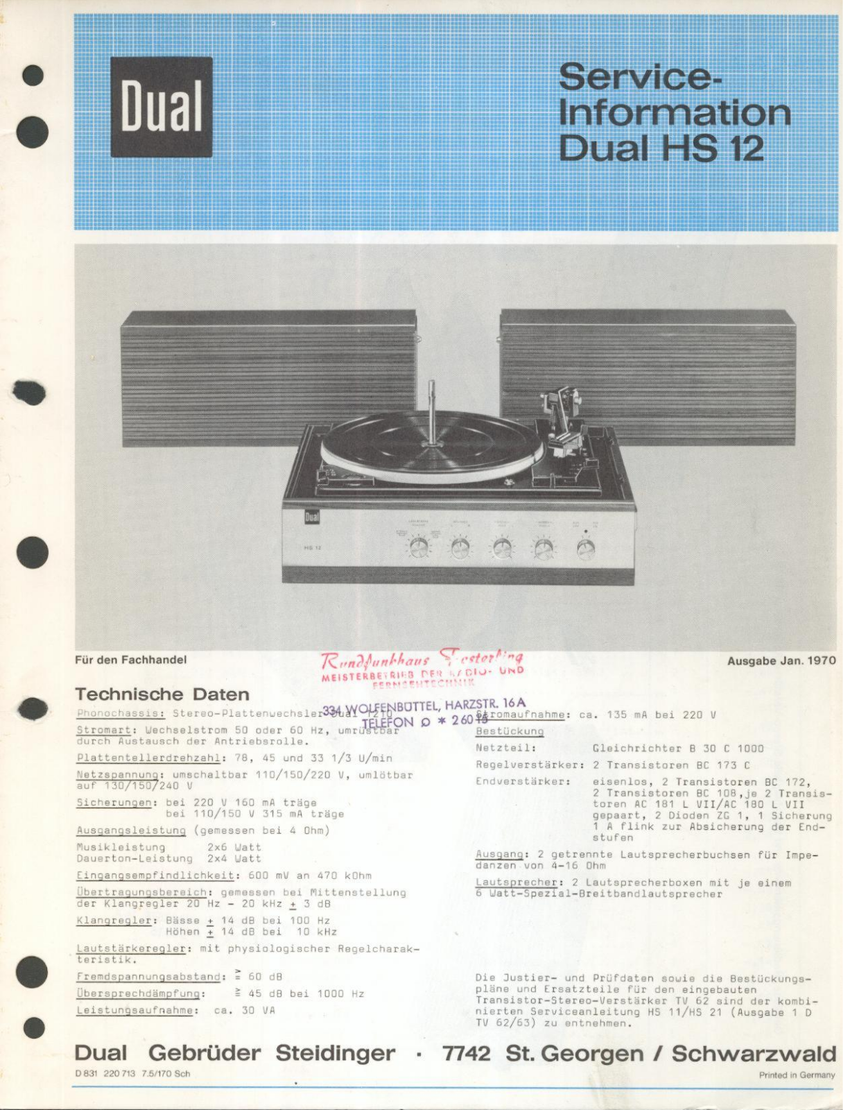 Dual HS-12 Service manual