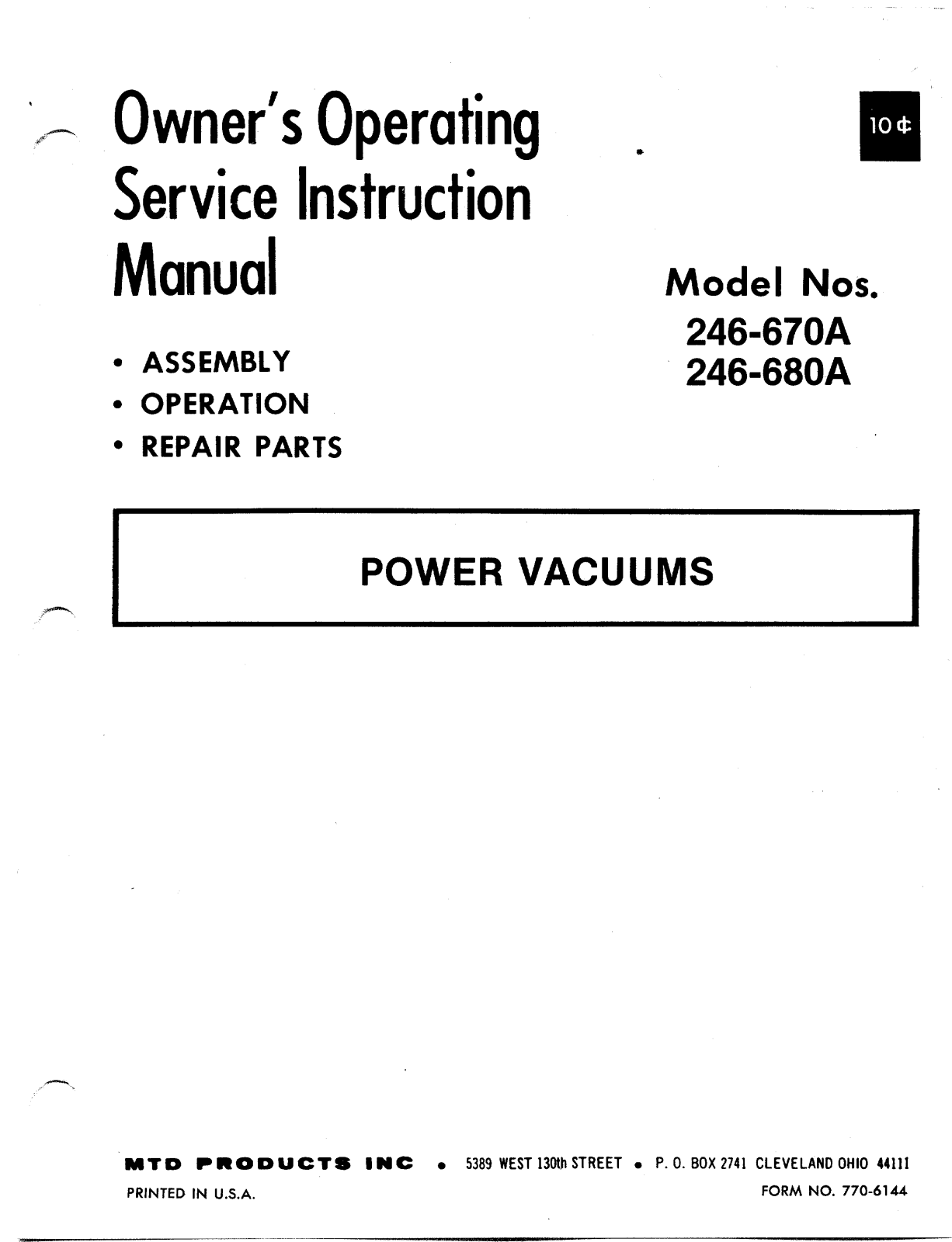 MTD 246-670A User Manual