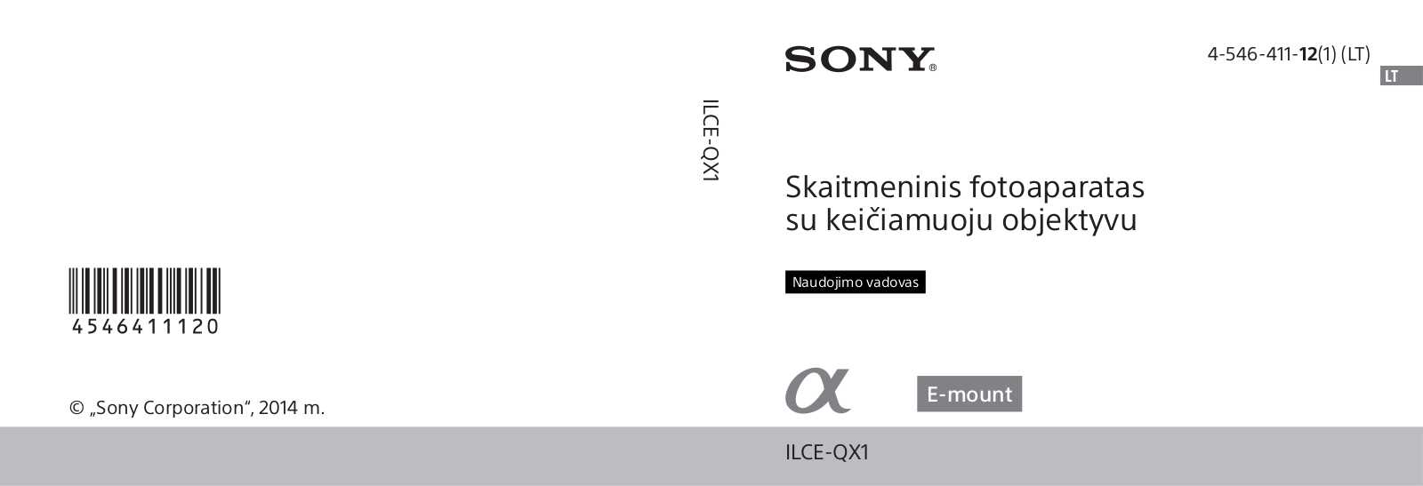 Sony ILCE-QX1L, ILCE-QX1 User Manual