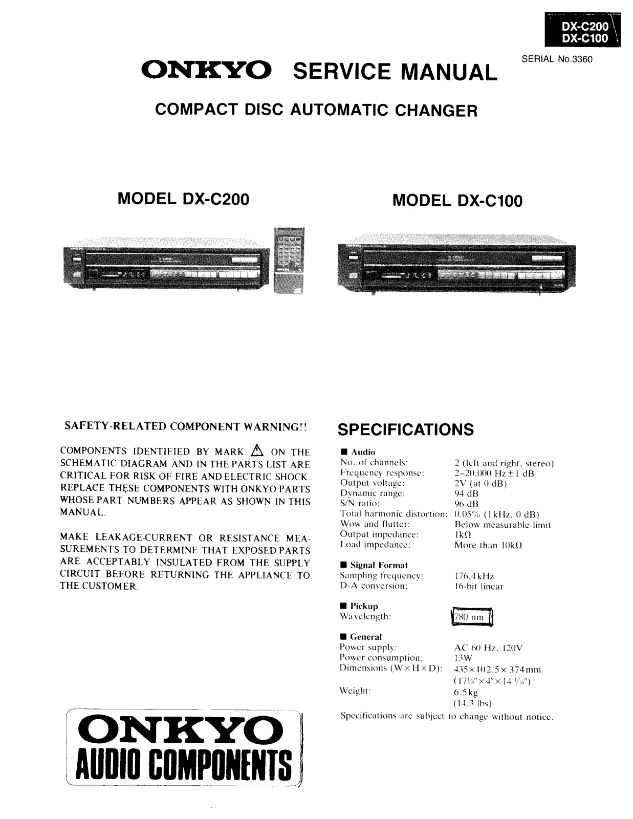 Onkyo DXC-100 Service manual