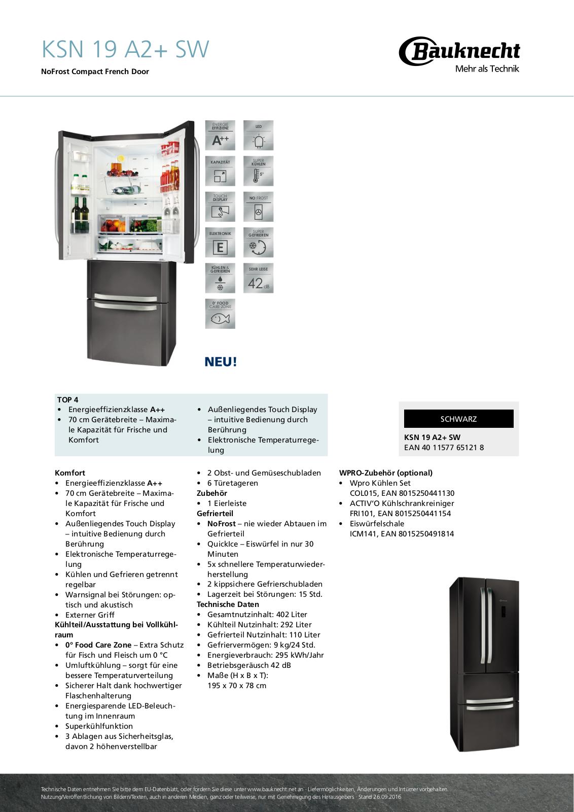 Bauknecht KSN 19 A2+ SW User Manual