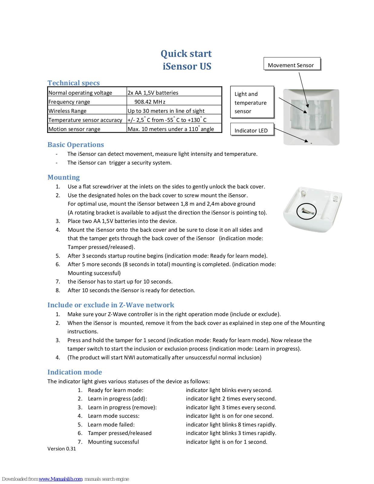 Wintop iSensor Quick Start Manual - ManualMachine.com