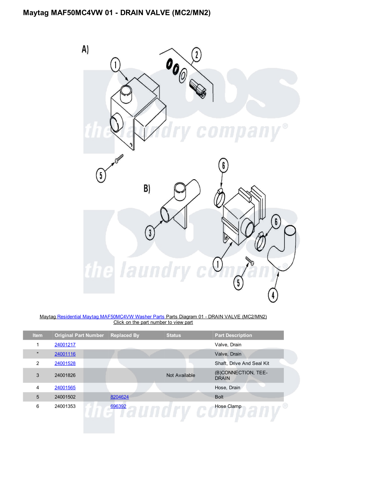 Maytag MAF50MC4VW Parts Diagram