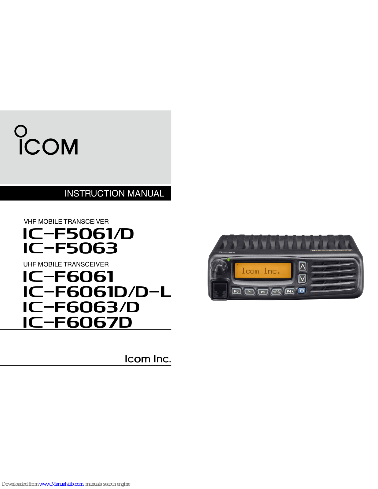 Icom iF6061D, iF6061D-L, iF6063, iF6063D, iF6067D Instruction Manual