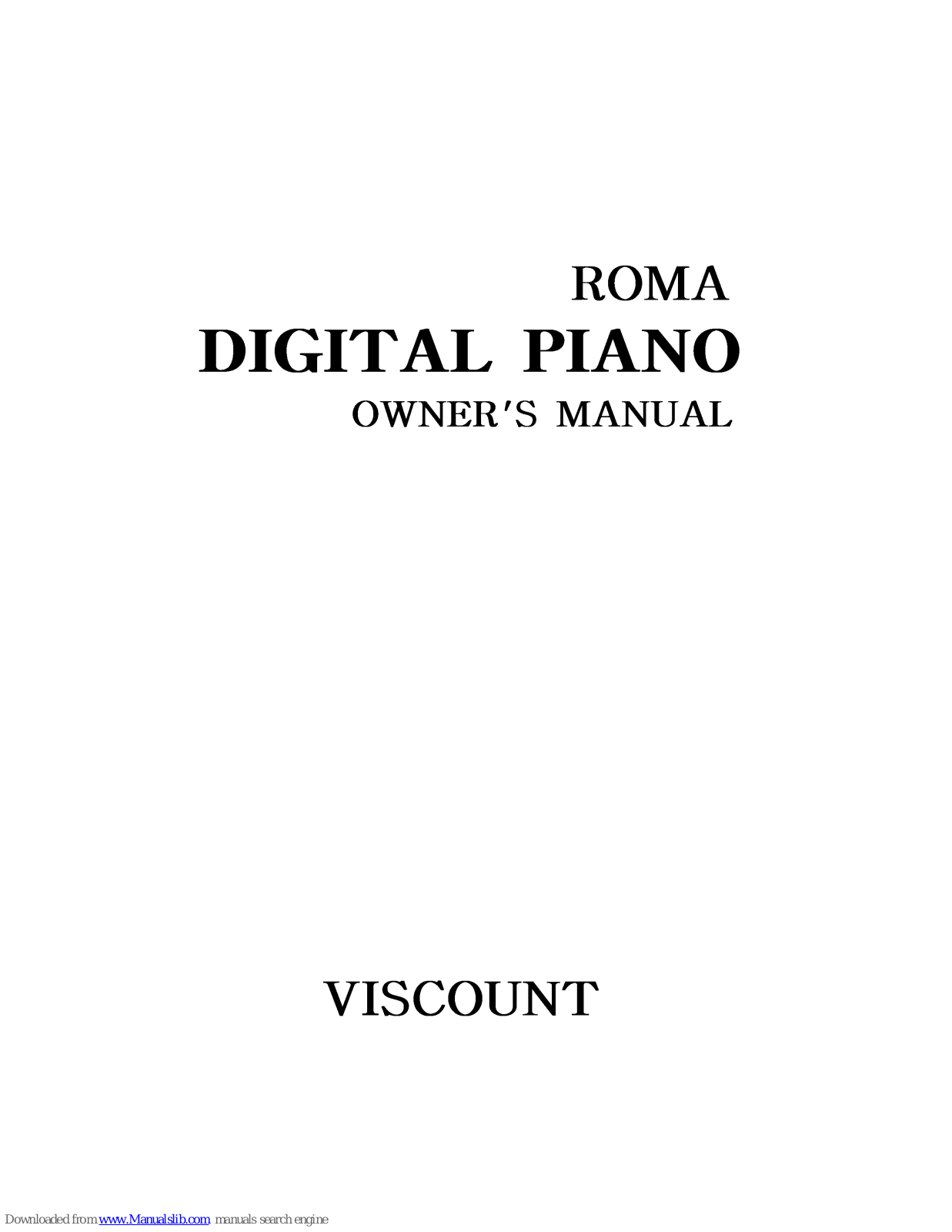 Viscount Roma Owner's Manual